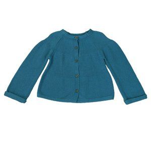 Girl's Blue Button Front Cardigan